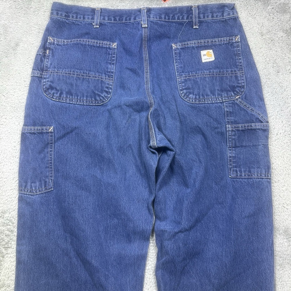 Carhartt FR Jeans Men's 38x34 Dungaree Fit Blue Work Safety Visibility FRB13 - Picture 4 of 16